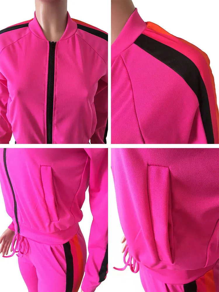 2 Piece Sideline Sweatshirt Jacket Slit Flare Pants