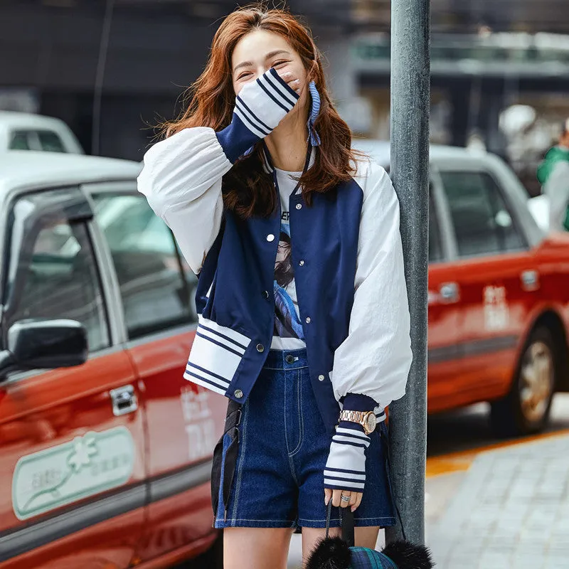 8GIRLS DESIGN WINDBREAKER IN NAVY WHITE