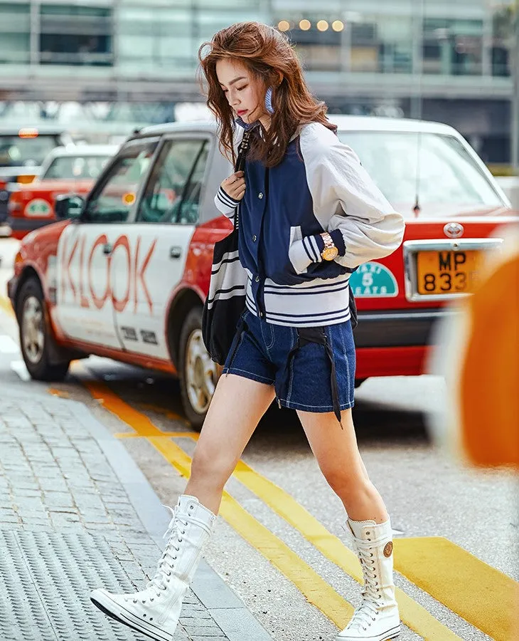 8GIRLS DESIGN WINDBREAKER IN NAVY WHITE