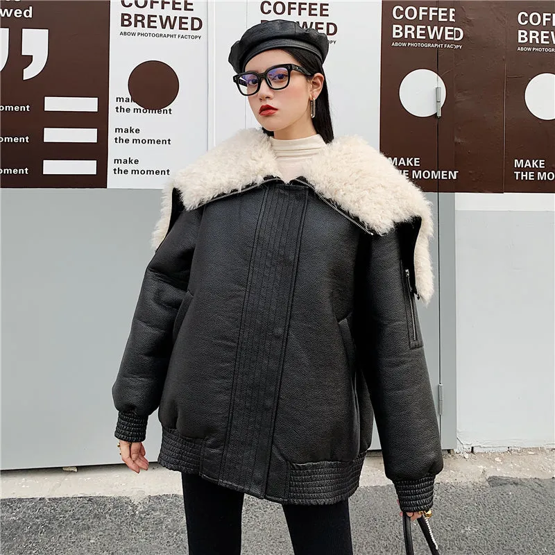 8GIRLS FAUX SHEARLING BIKER JACKET