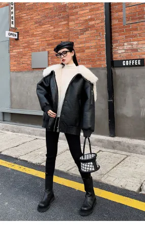 8GIRLS FAUX SHEARLING BIKER JACKET