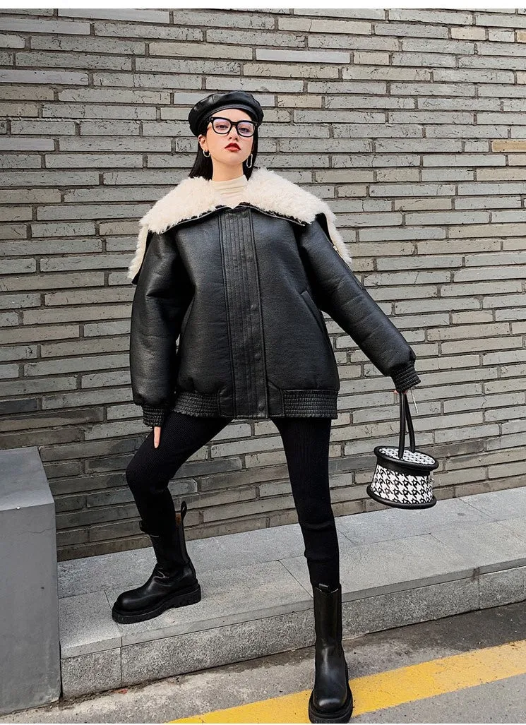 8GIRLS FAUX SHEARLING BIKER JACKET
