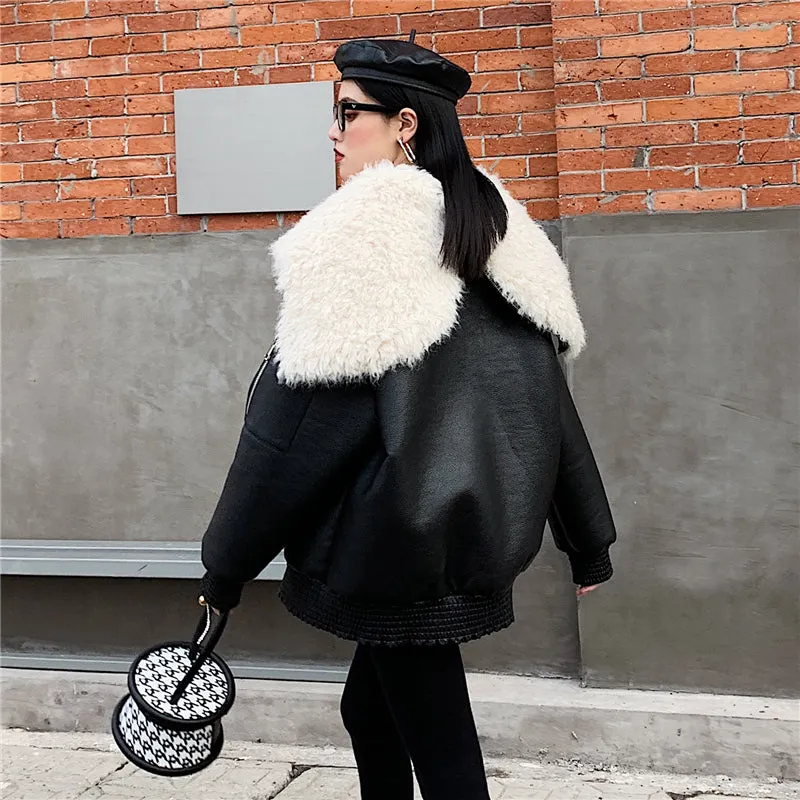 8GIRLS FAUX SHEARLING BIKER JACKET