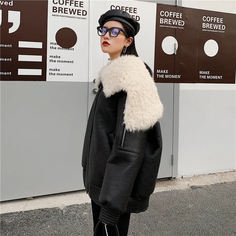 8GIRLS FAUX SHEARLING BIKER JACKET