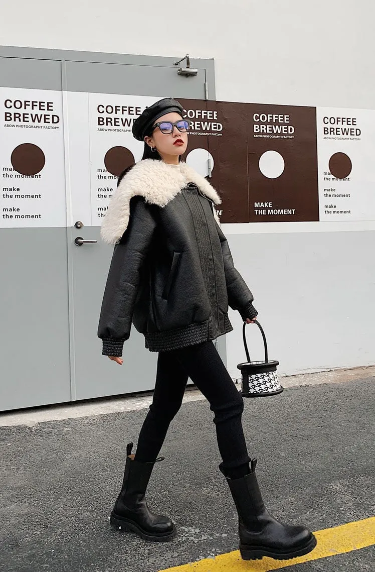 8GIRLS FAUX SHEARLING BIKER JACKET