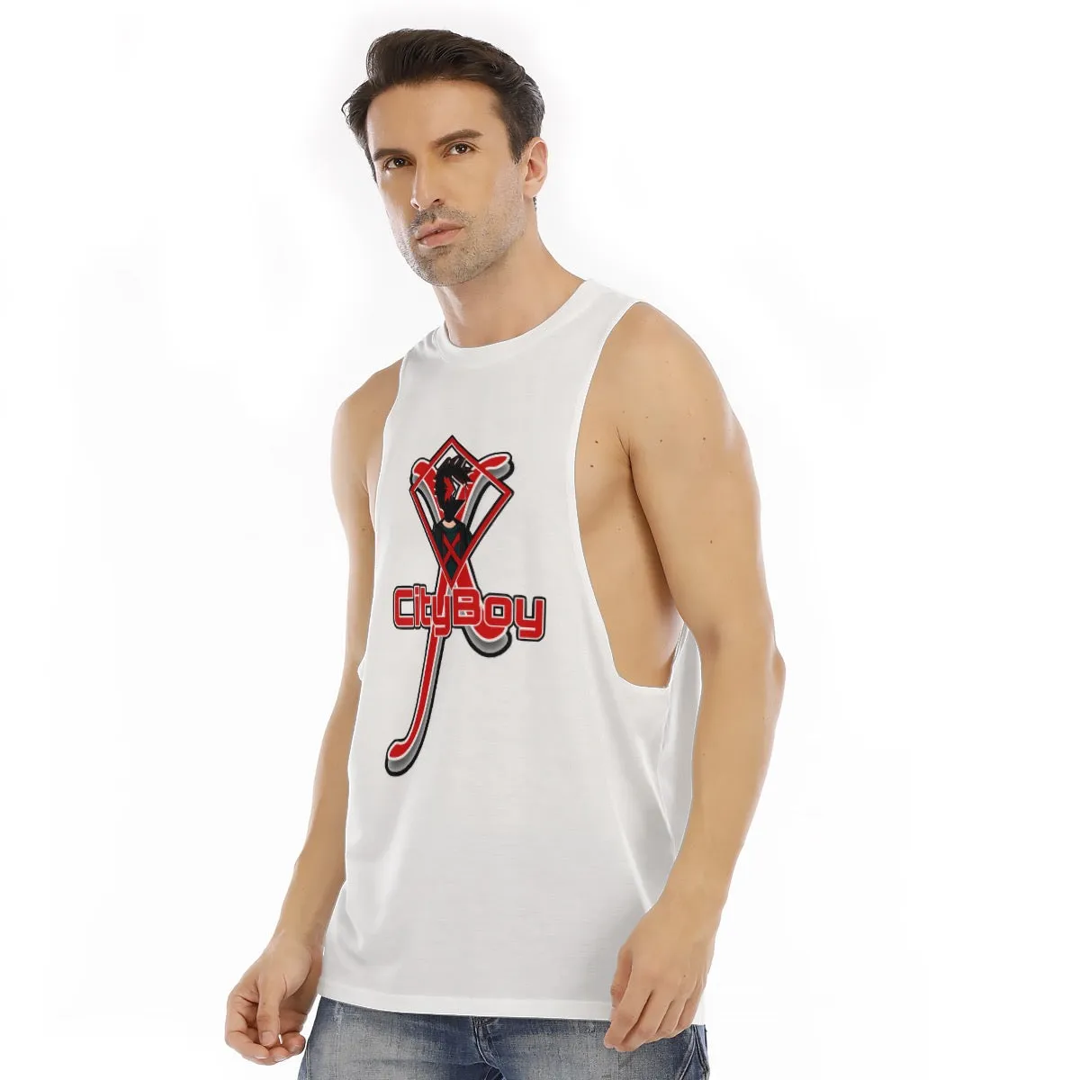 All-Over Print Men's O-neck Long Tank Top X13 cityboy print
