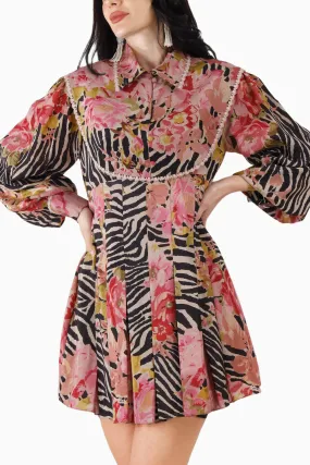 Ani Floral Pleated Mini Dress