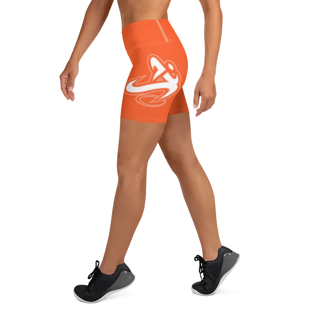 Athletic Apparatus Outrageous Orange White logo White stitch Yoga Shorts