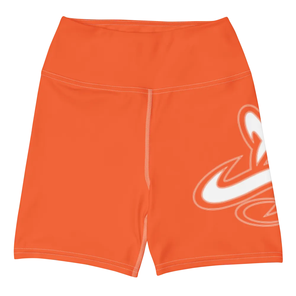Athletic Apparatus Outrageous Orange White logo White stitch Yoga Shorts