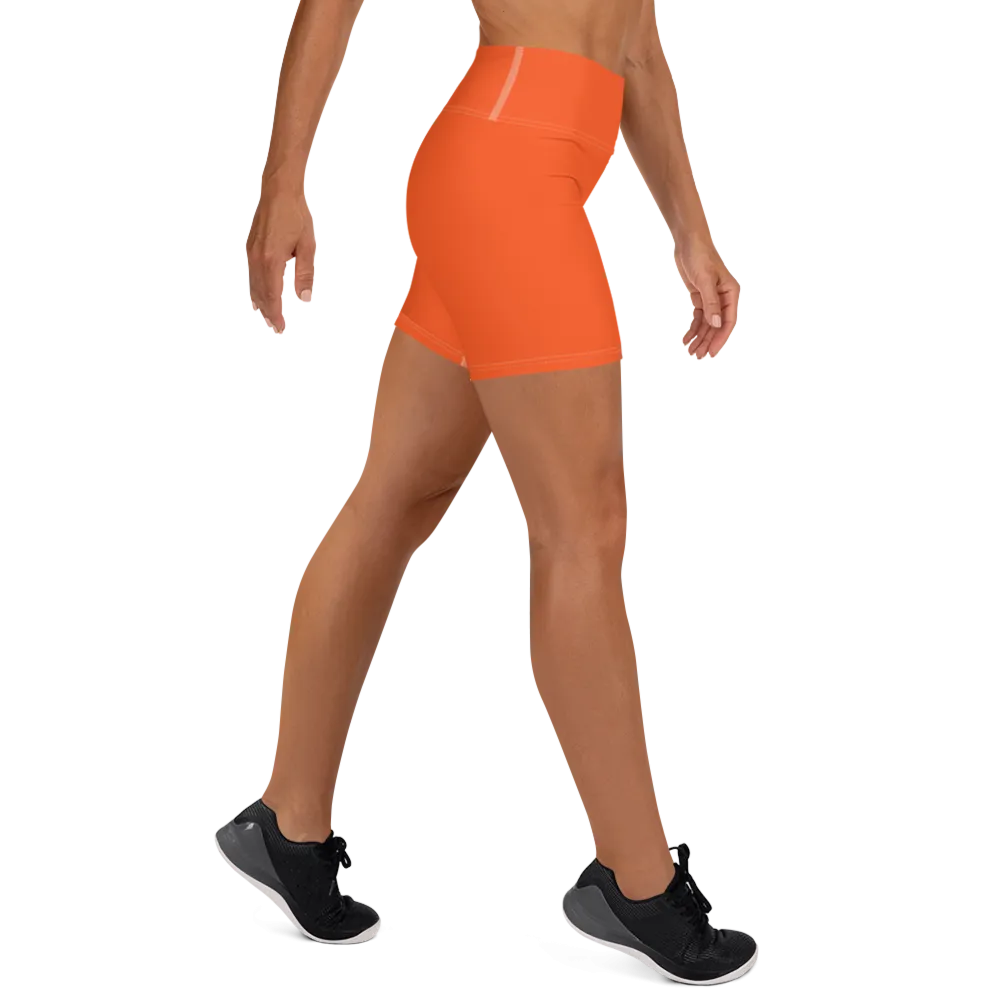 Athletic Apparatus Outrageous Orange White logo White stitch Yoga Shorts