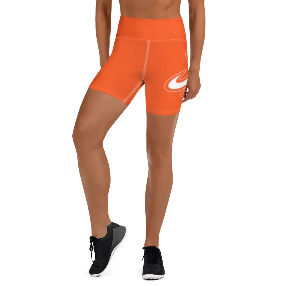 Athletic Apparatus Outrageous Orange White logo White stitch Yoga Shorts