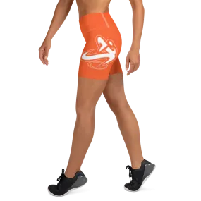 Athletic Apparatus Outrageous Orange White logo White stitch Yoga Shorts