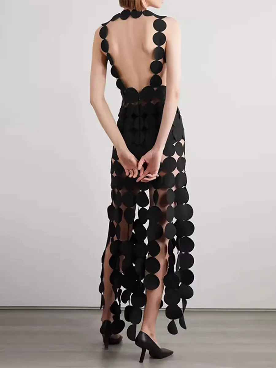 Backless Cutout Fringe Dress