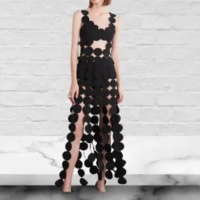 Backless Cutout Fringe Dress