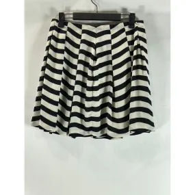 BANANA REPUBLIC Women's Petite White/Black Striped Pleated Mini Skirt SZ 0/P