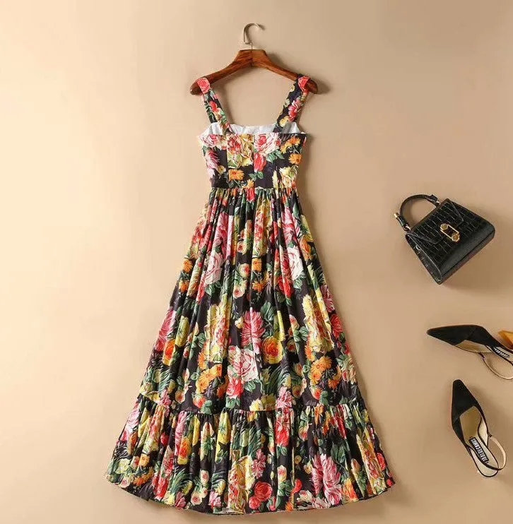 BBL DESIGN SUMMER FLORAL PRINT MAXI DRESS