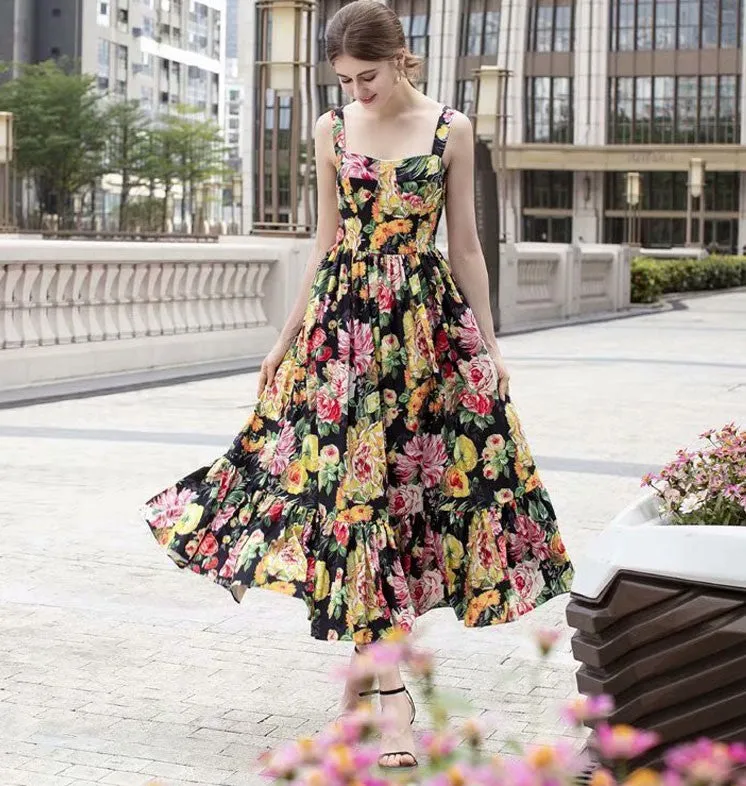 BBL DESIGN SUMMER FLORAL PRINT MAXI DRESS