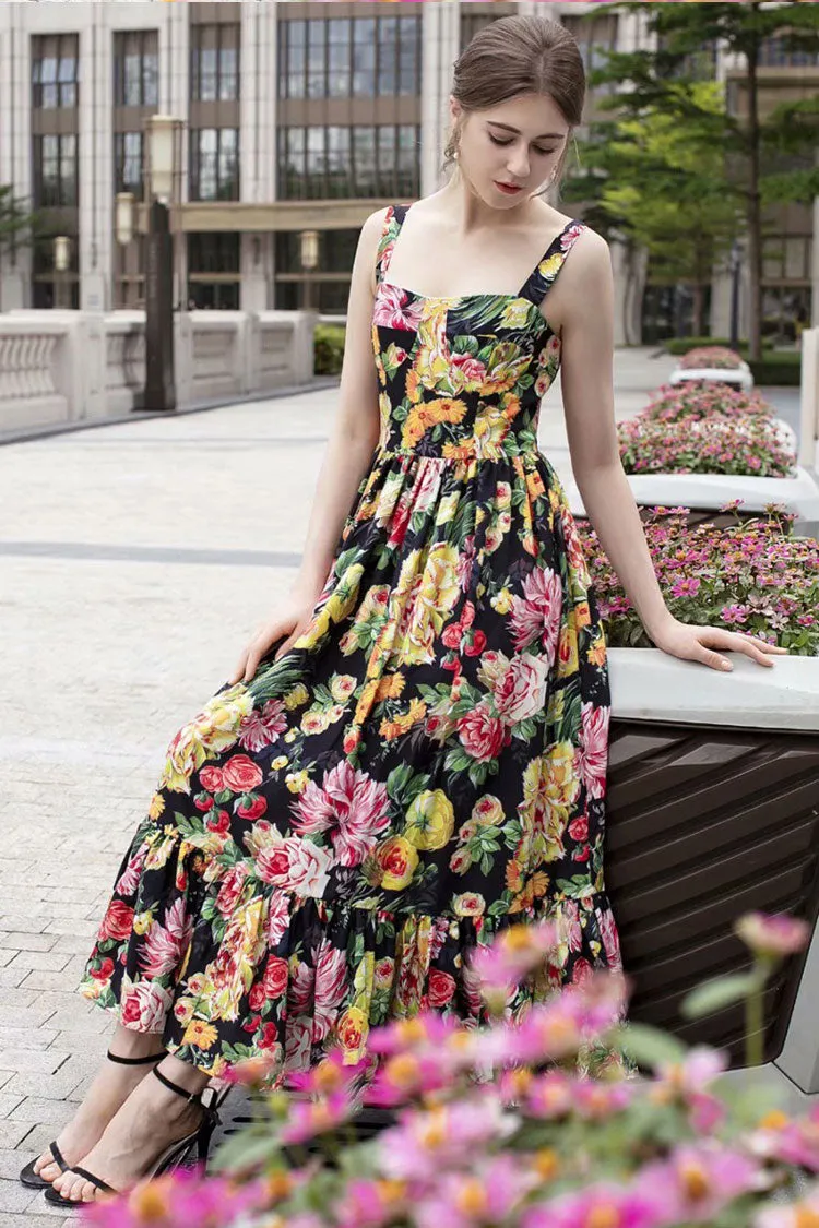 BBL DESIGN SUMMER FLORAL PRINT MAXI DRESS