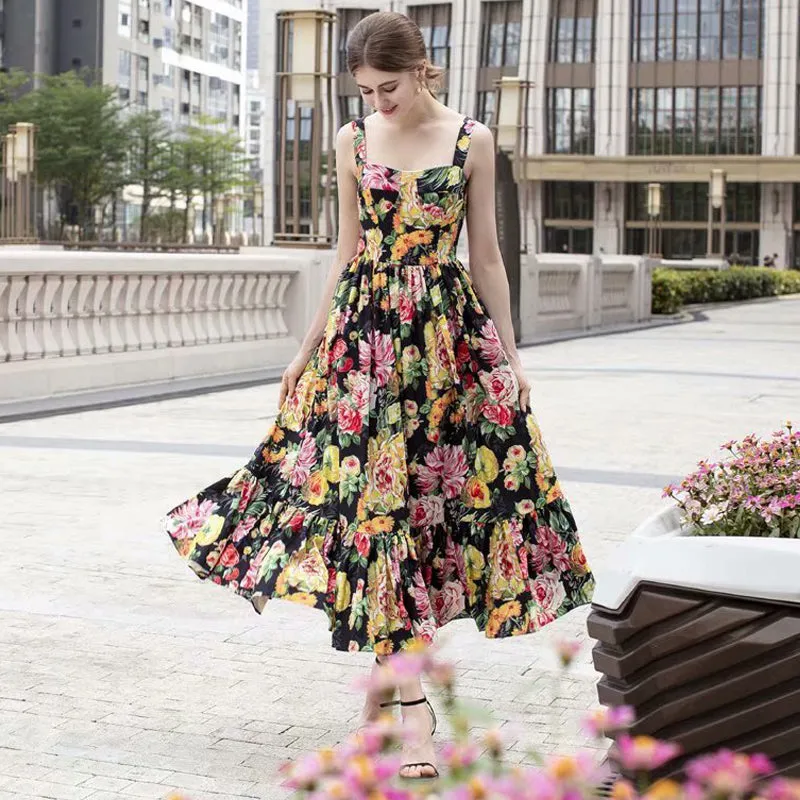 BBL DESIGN SUMMER FLORAL PRINT MAXI DRESS