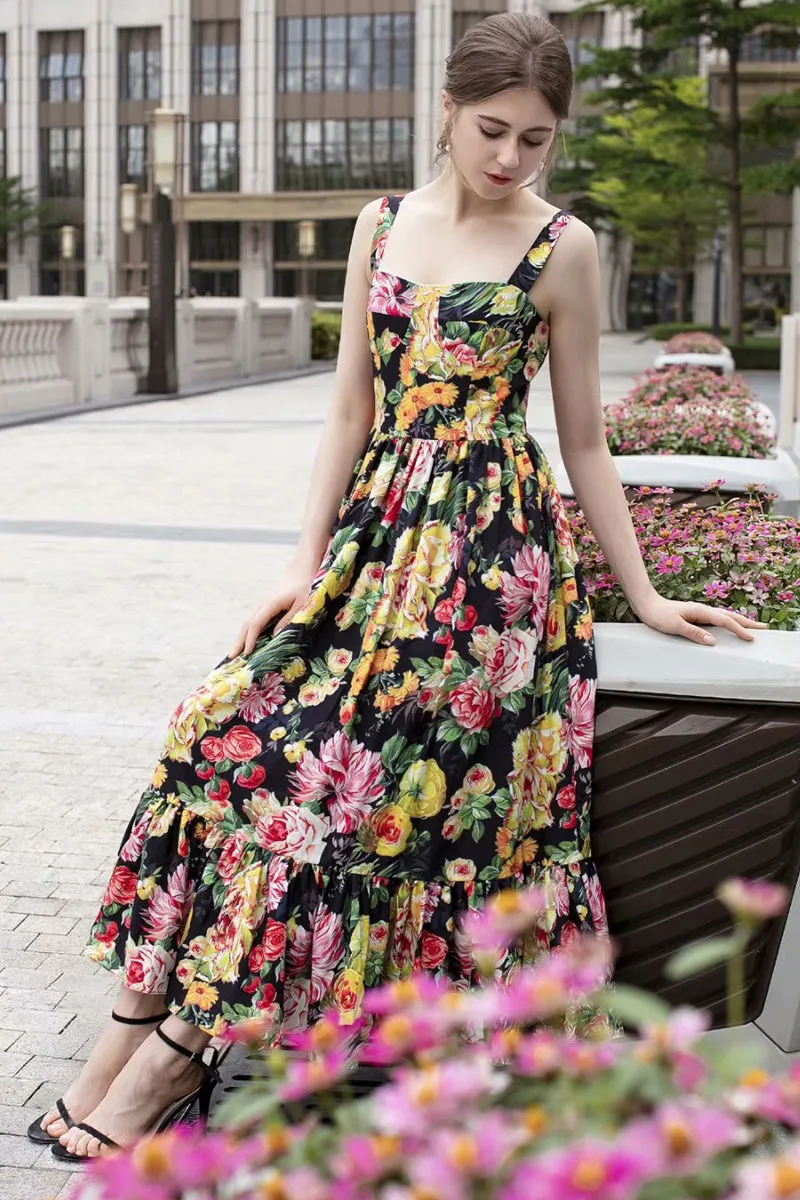 BBL DESIGN SUMMER FLORAL PRINT MAXI DRESS