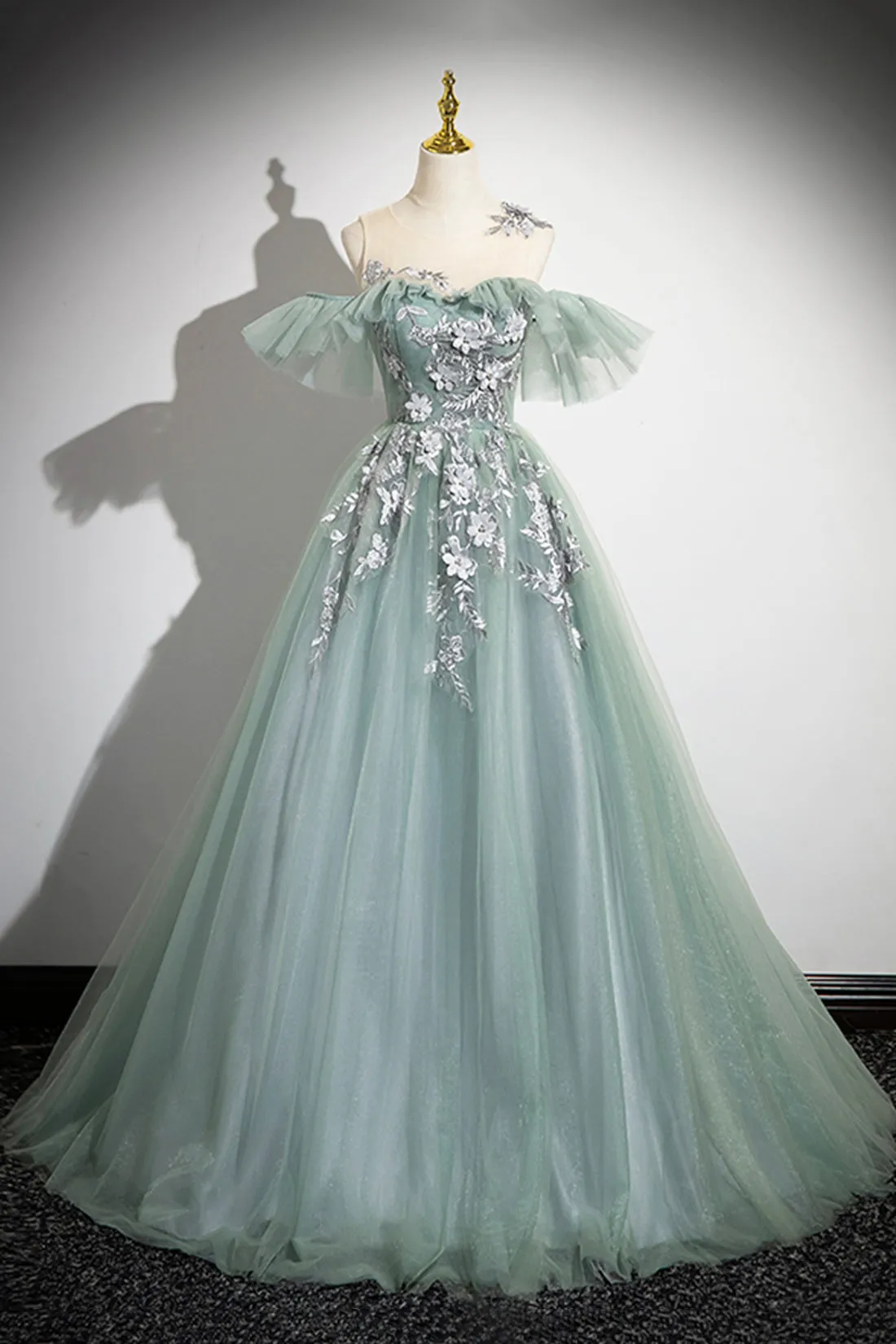 Beautiful Tulle Lace Floor Length Prom Dress