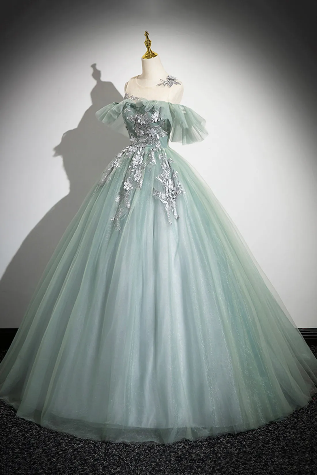 Beautiful Tulle Lace Floor Length Prom Dress