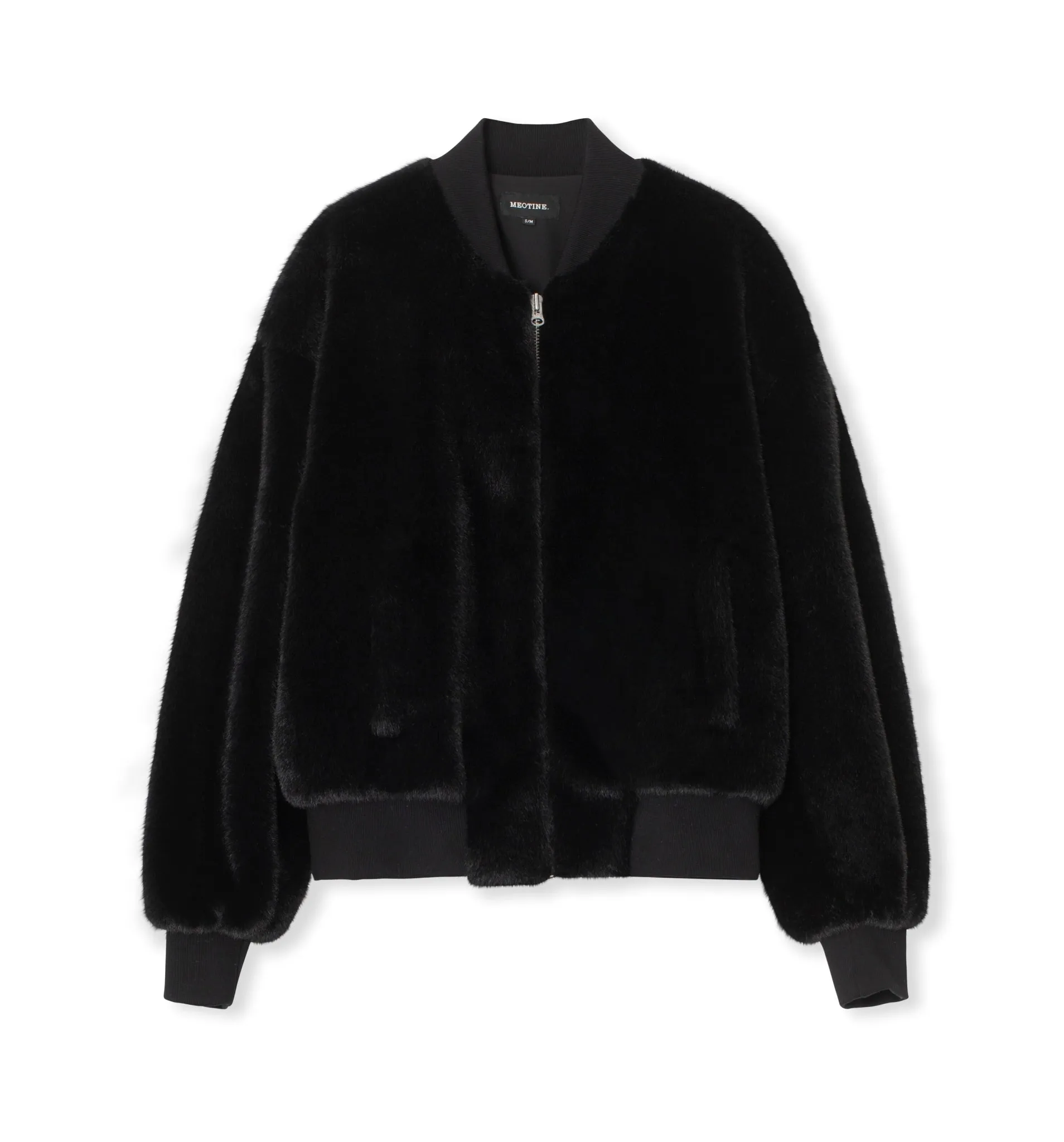 BIANCA BOMBER - FAUX FUR - BLACK