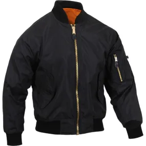 Black - Lightweight Air Force MA-1 Bomber Flight Jacket - Enhanced Nylon - Men's