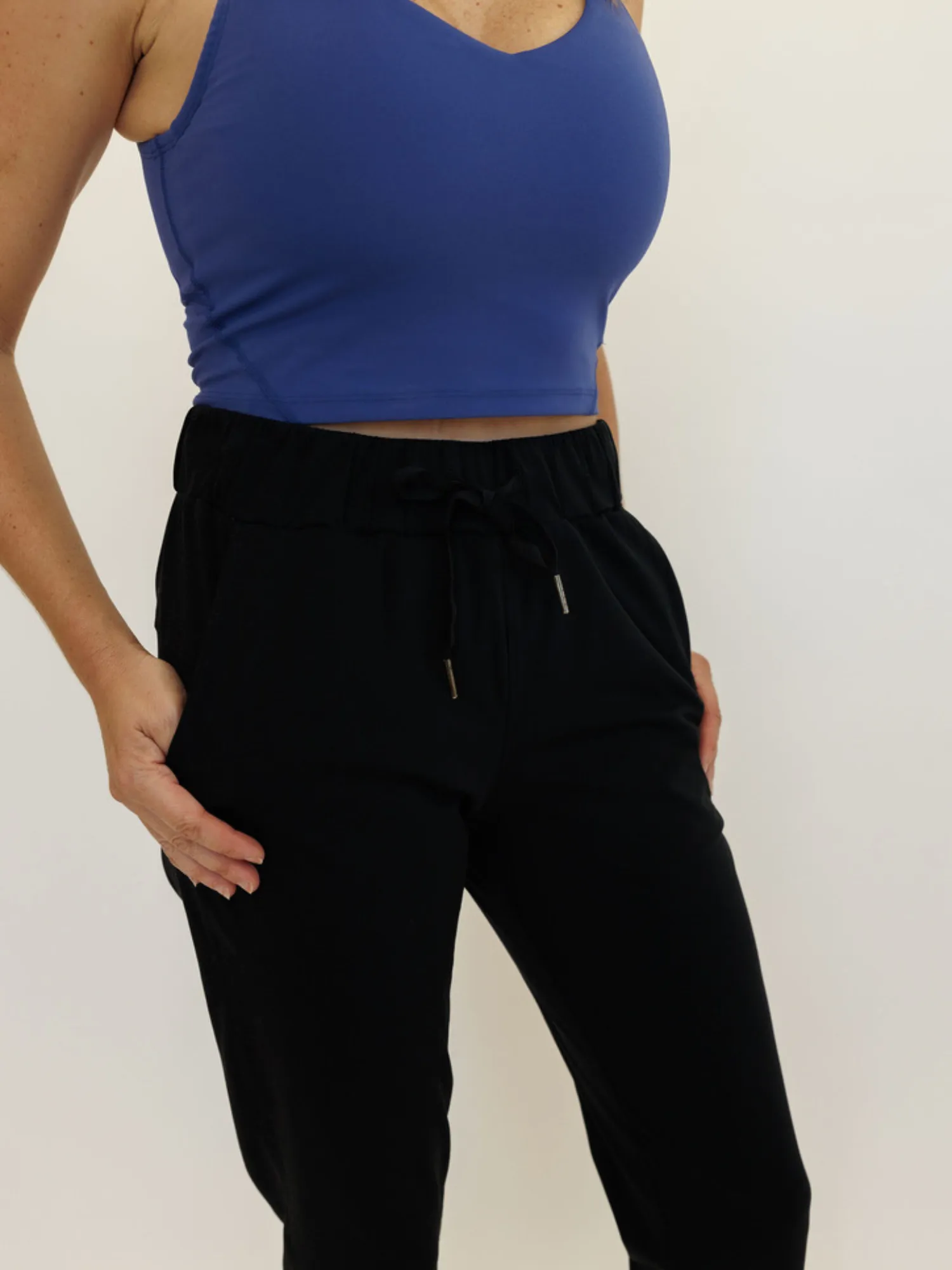 Black "Abagail" Drawstring Everyday Joggers