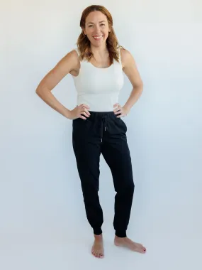 Black "Abagail" Drawstring Everyday Joggers