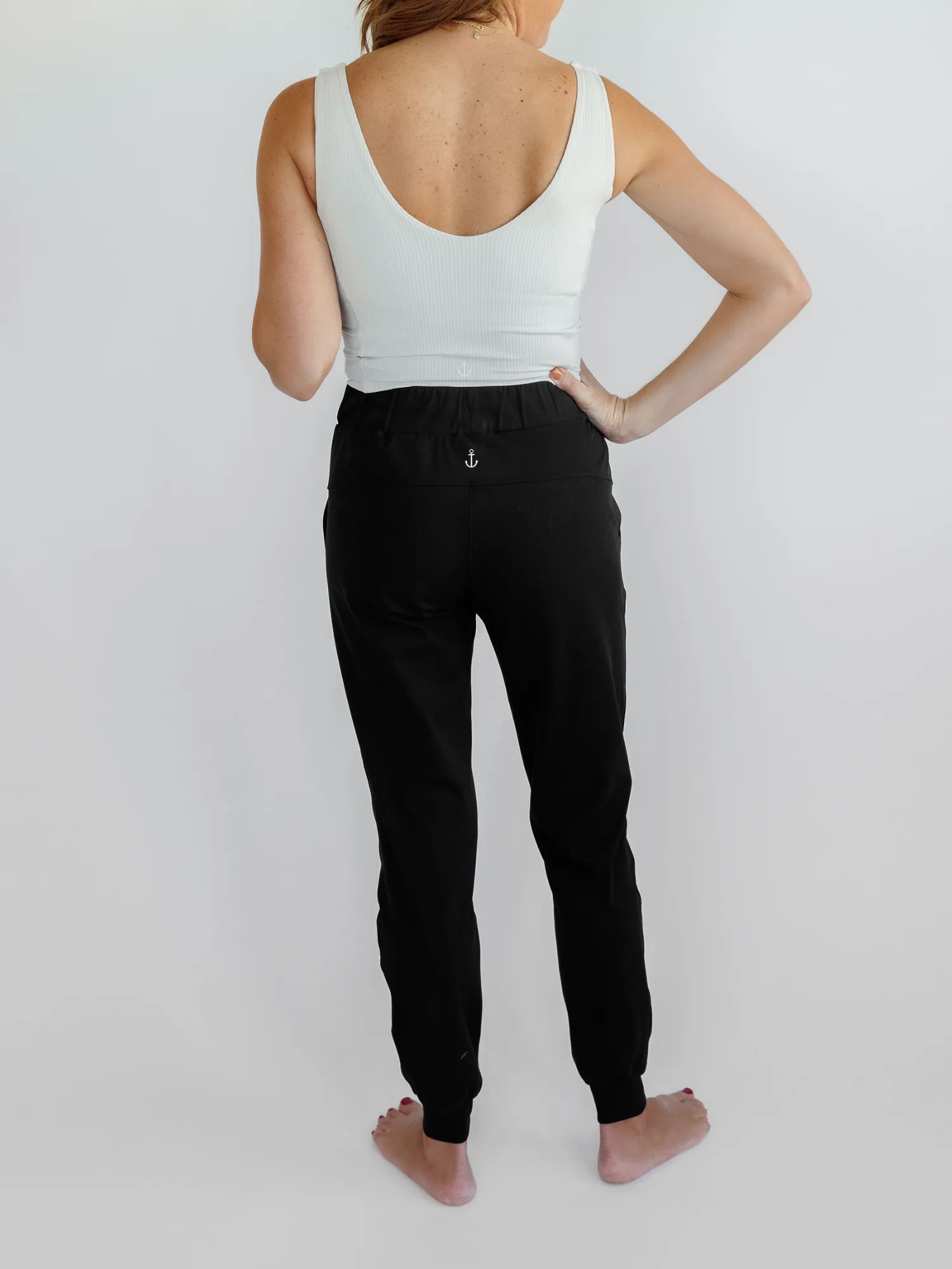 Black "Abagail" Drawstring Everyday Joggers