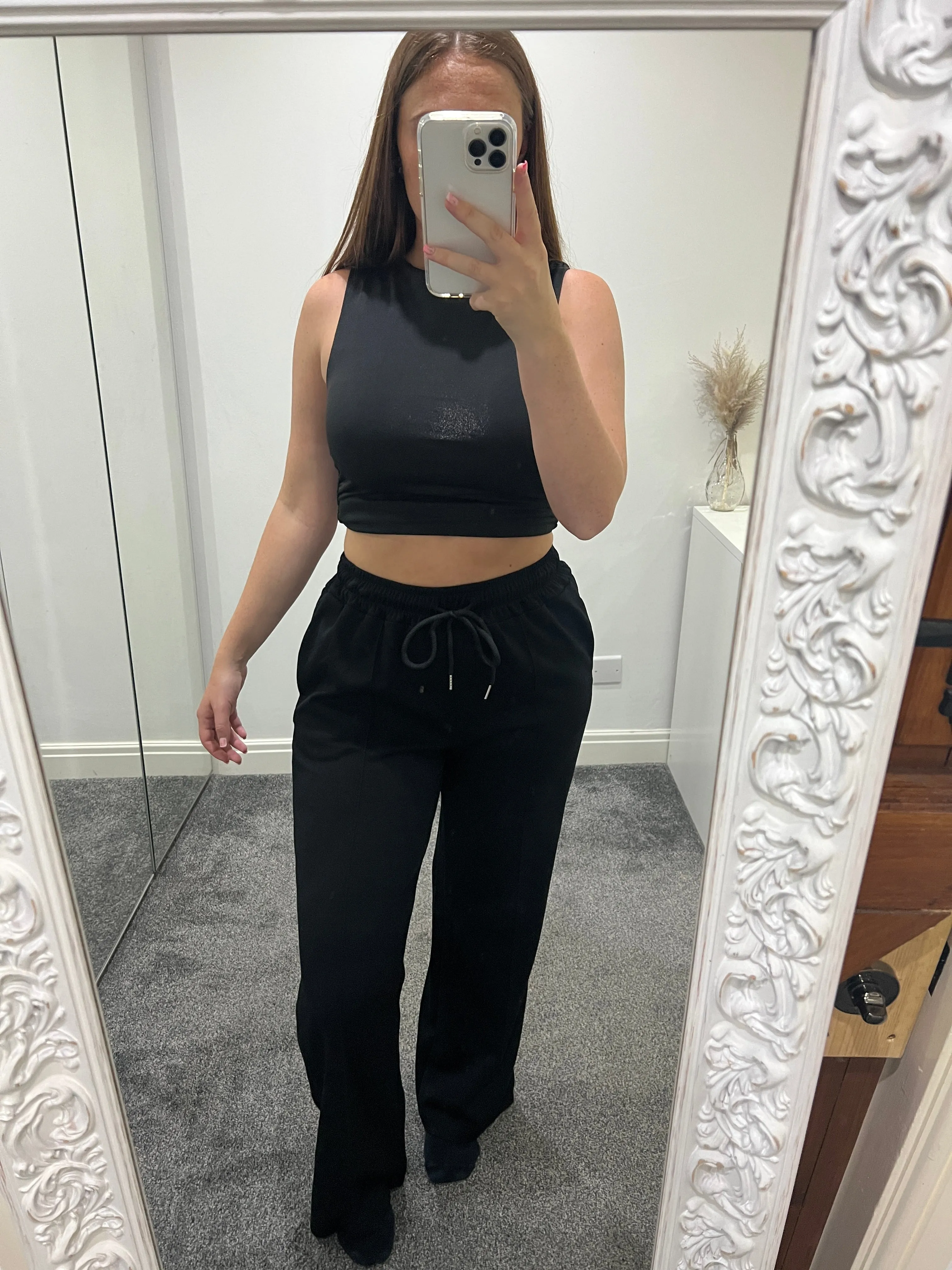 Black wide leg joggers