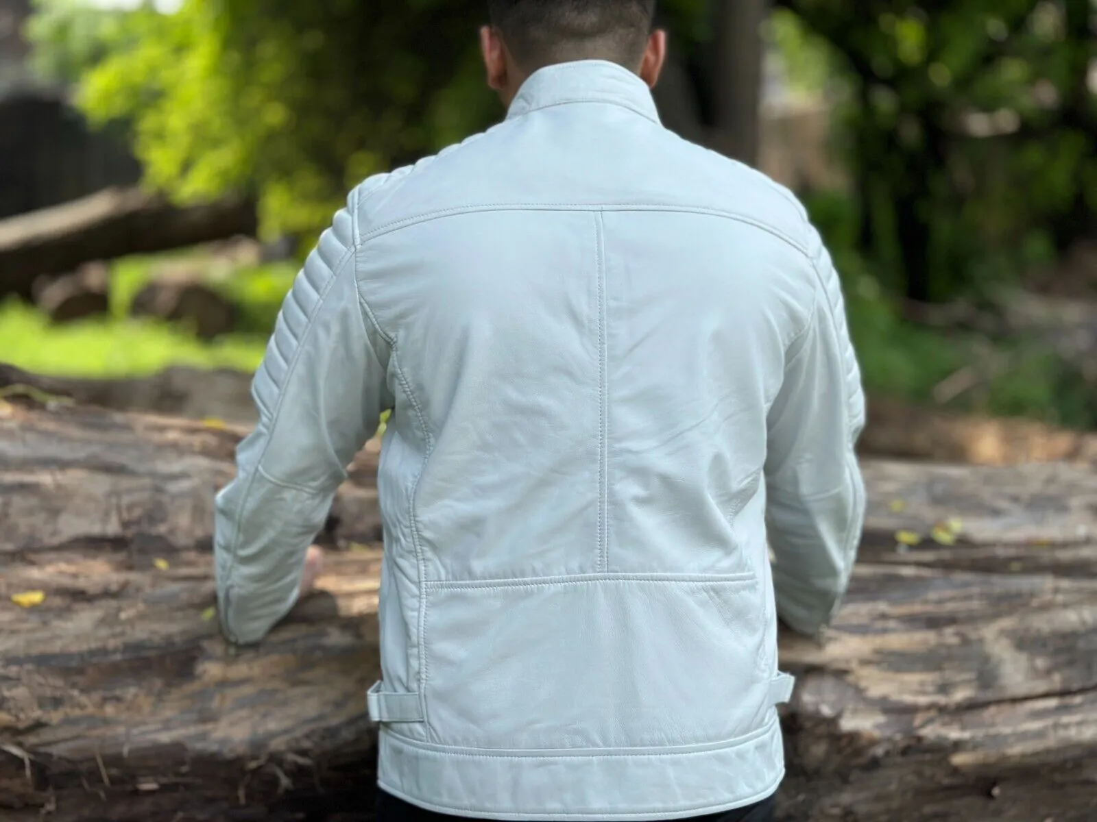 Blaze Genuine Biker Motorcycle Leather Jacket Men White