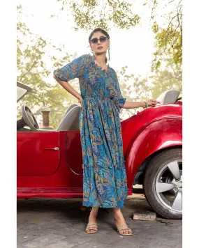 Blue Chill Floral Maxi Dress