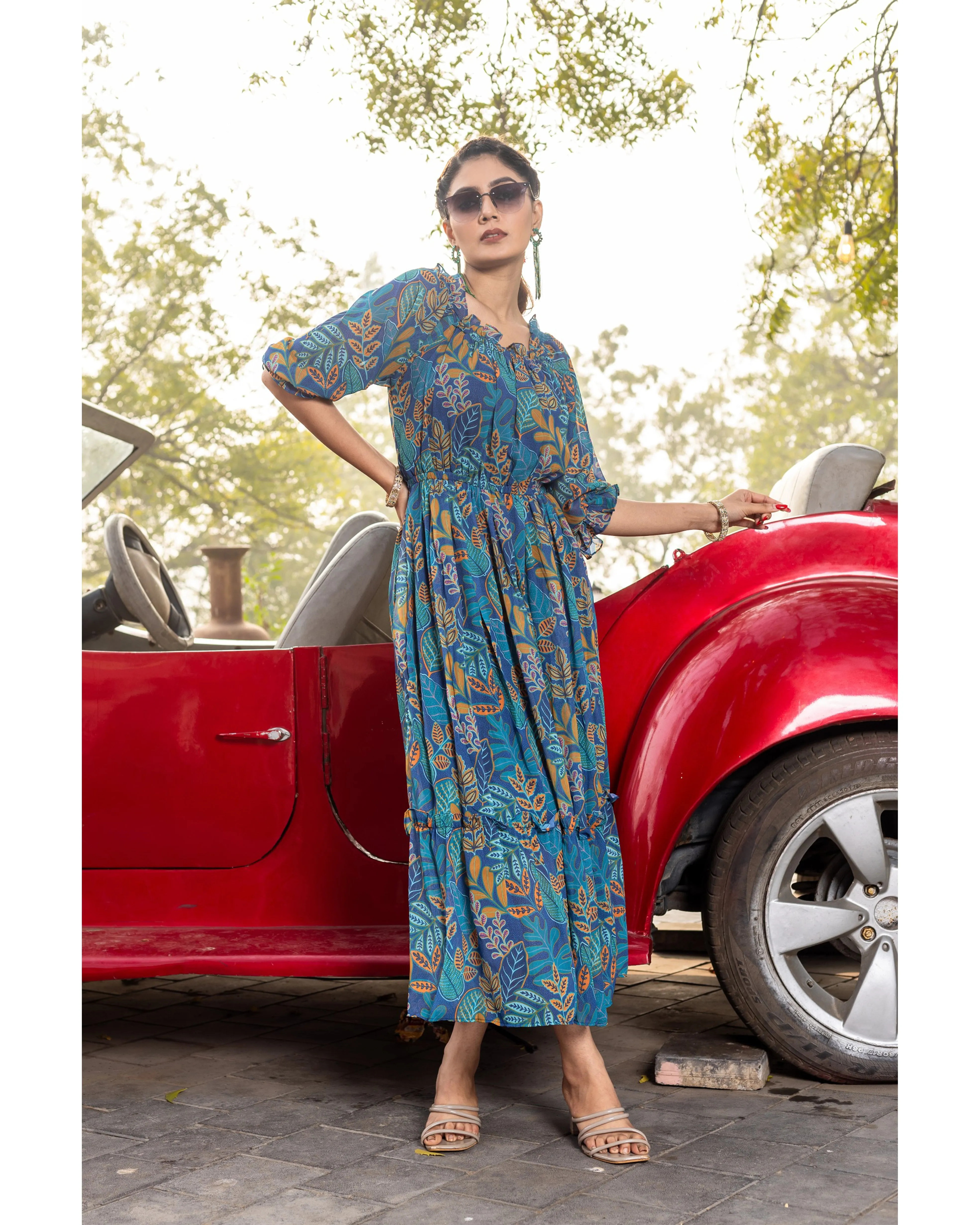 Blue Chill Floral Maxi Dress