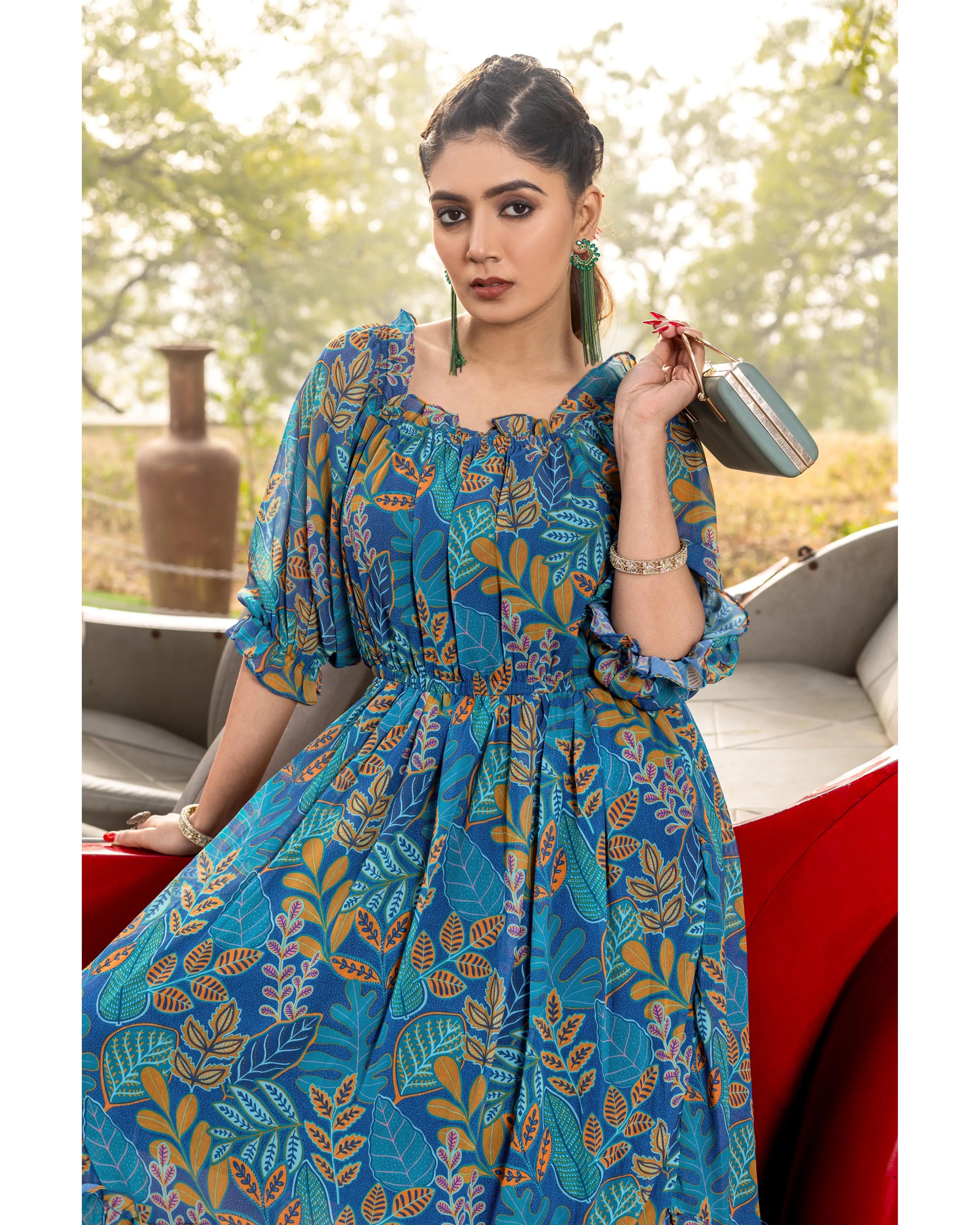 Blue Chill Floral Maxi Dress