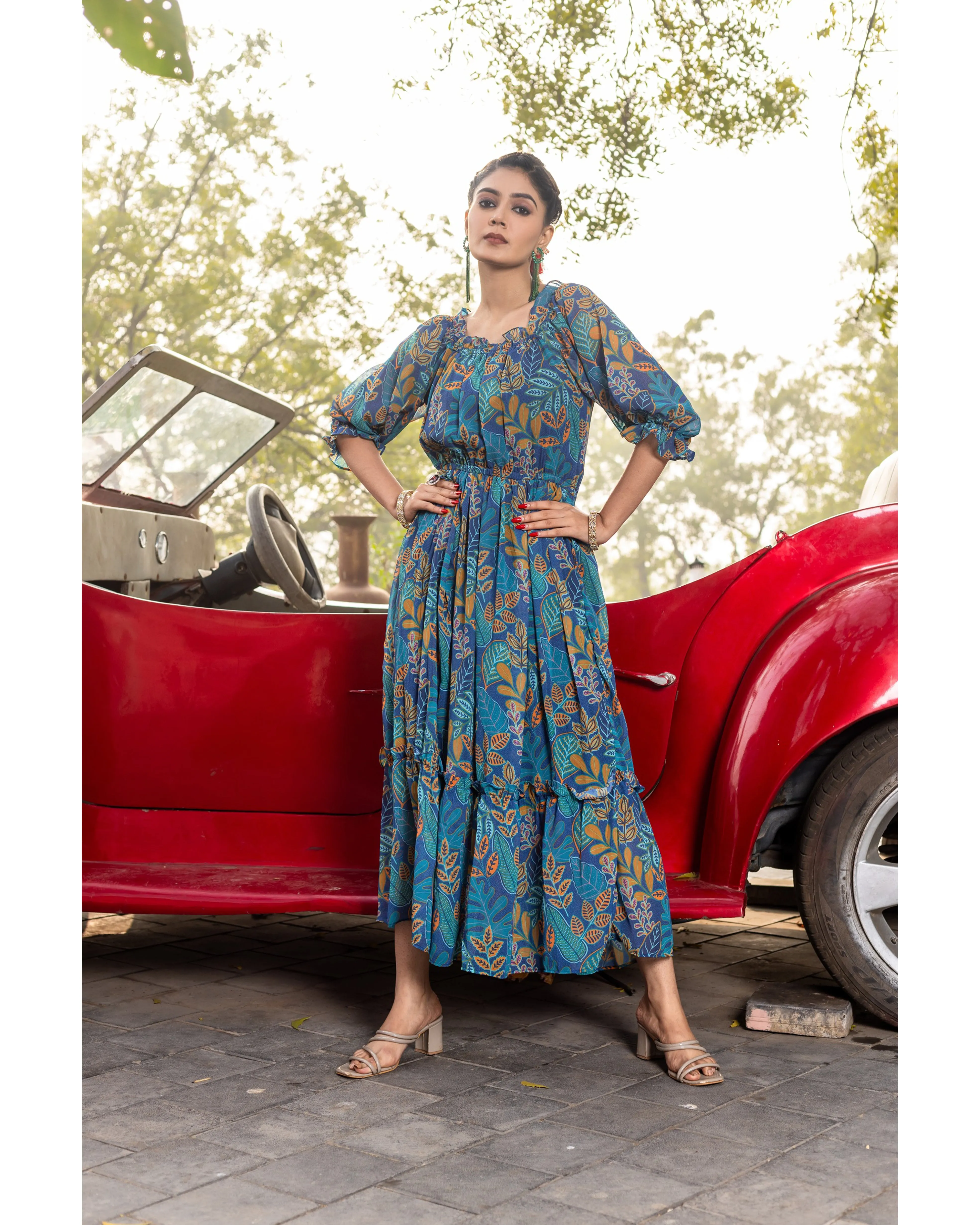 Blue Chill Floral Maxi Dress