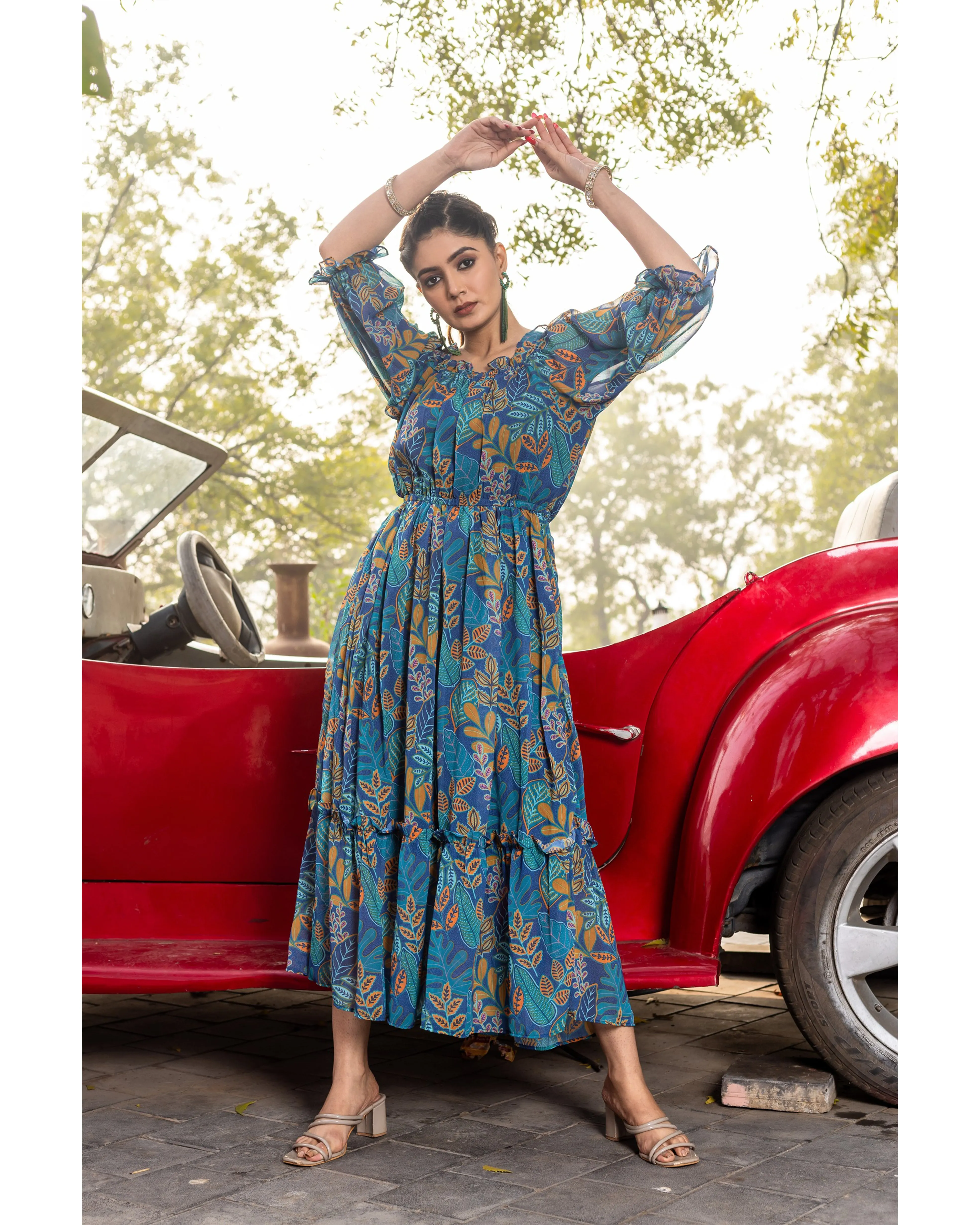 Blue Chill Floral Maxi Dress