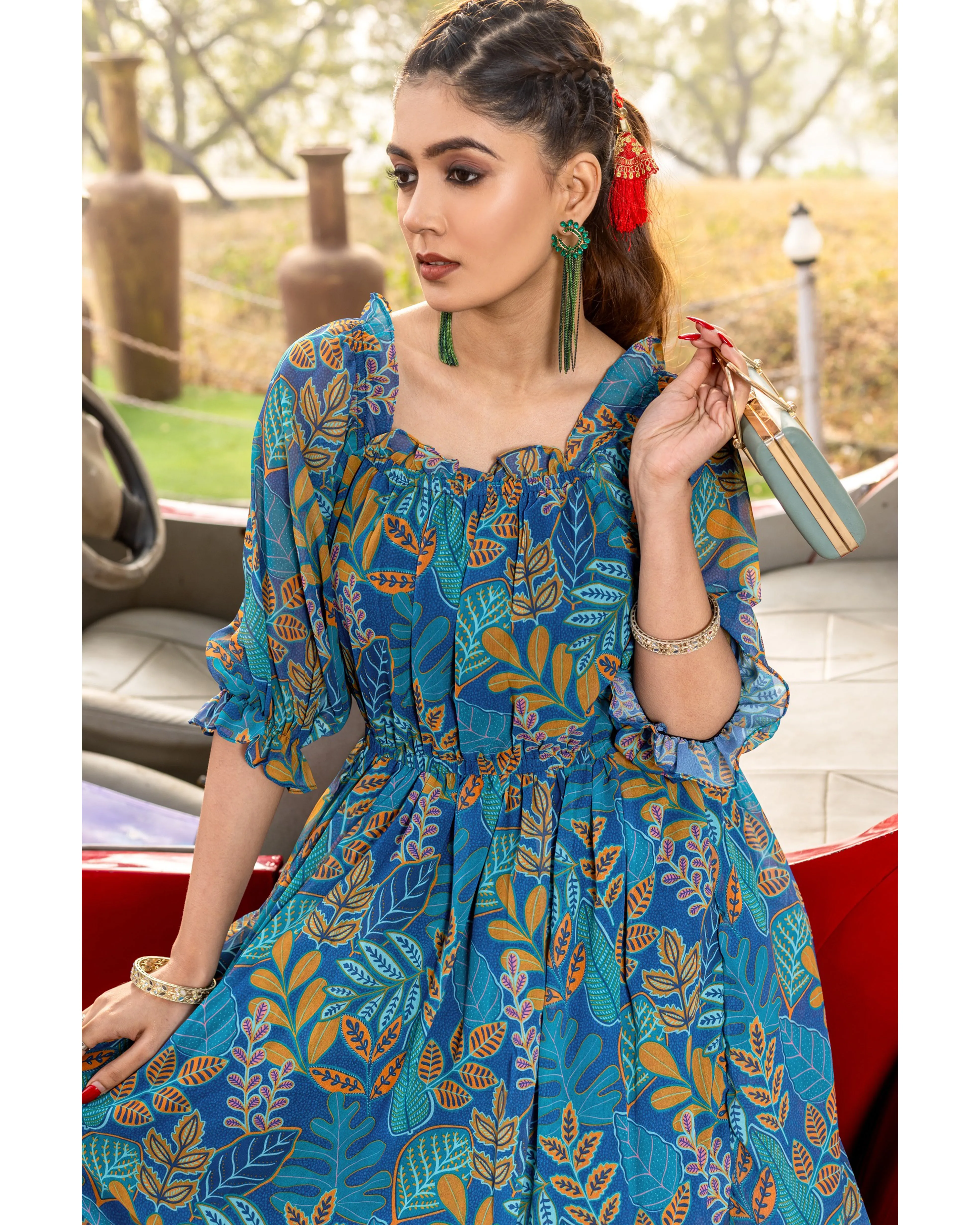 Blue Chill Floral Maxi Dress