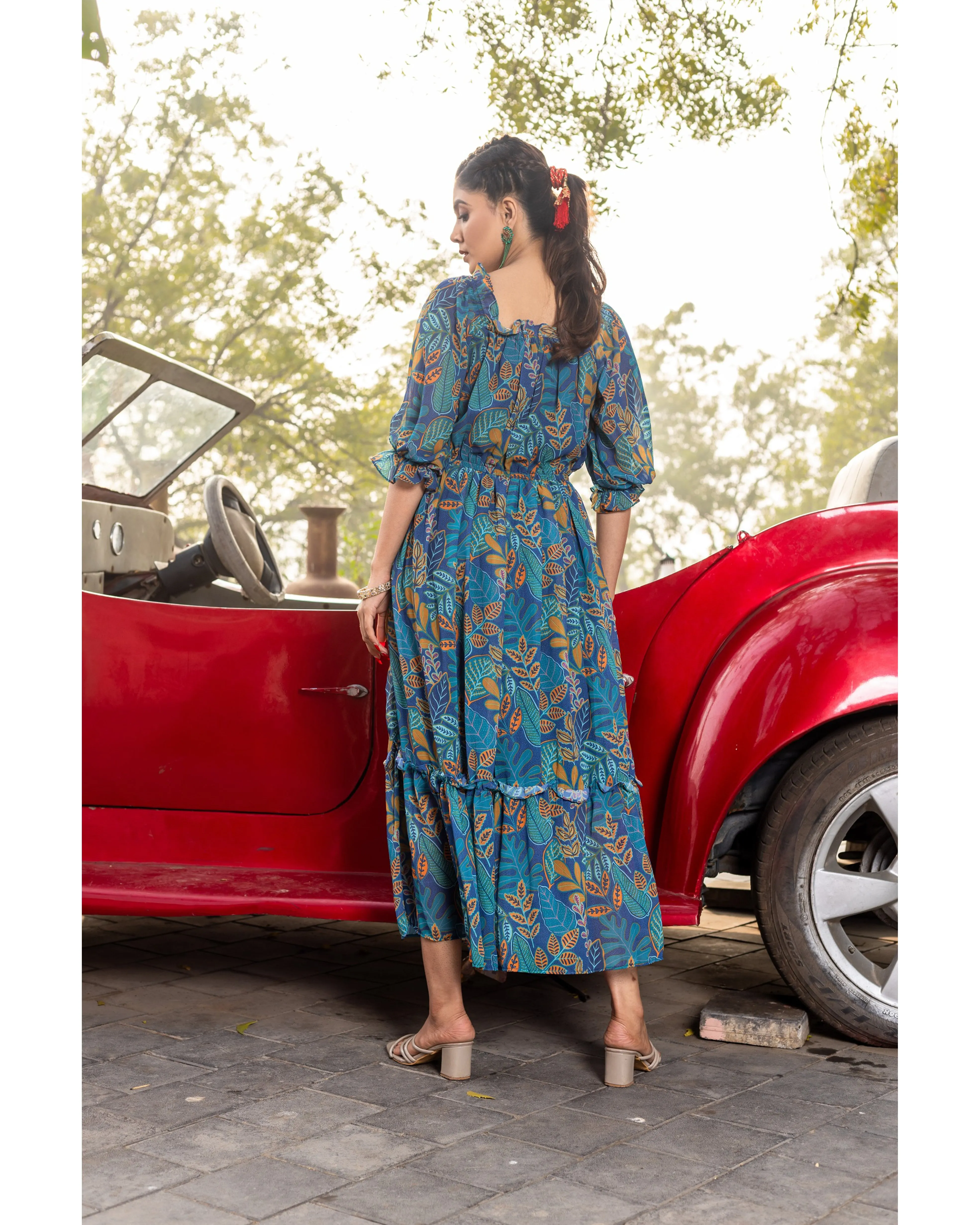 Blue Chill Floral Maxi Dress