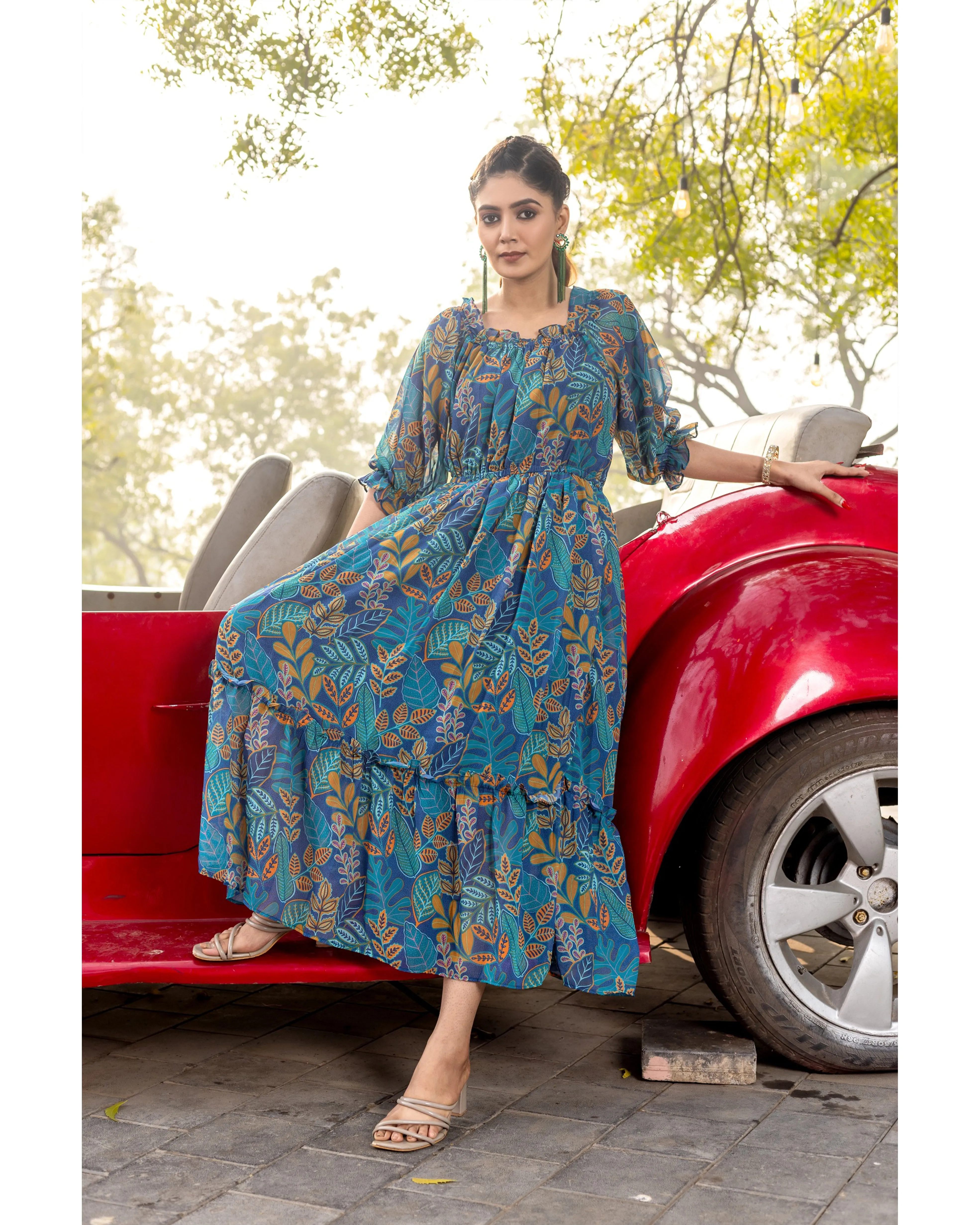 Blue Chill Floral Maxi Dress
