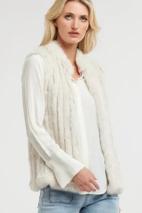 BRONTE FUR VEST - CHALK