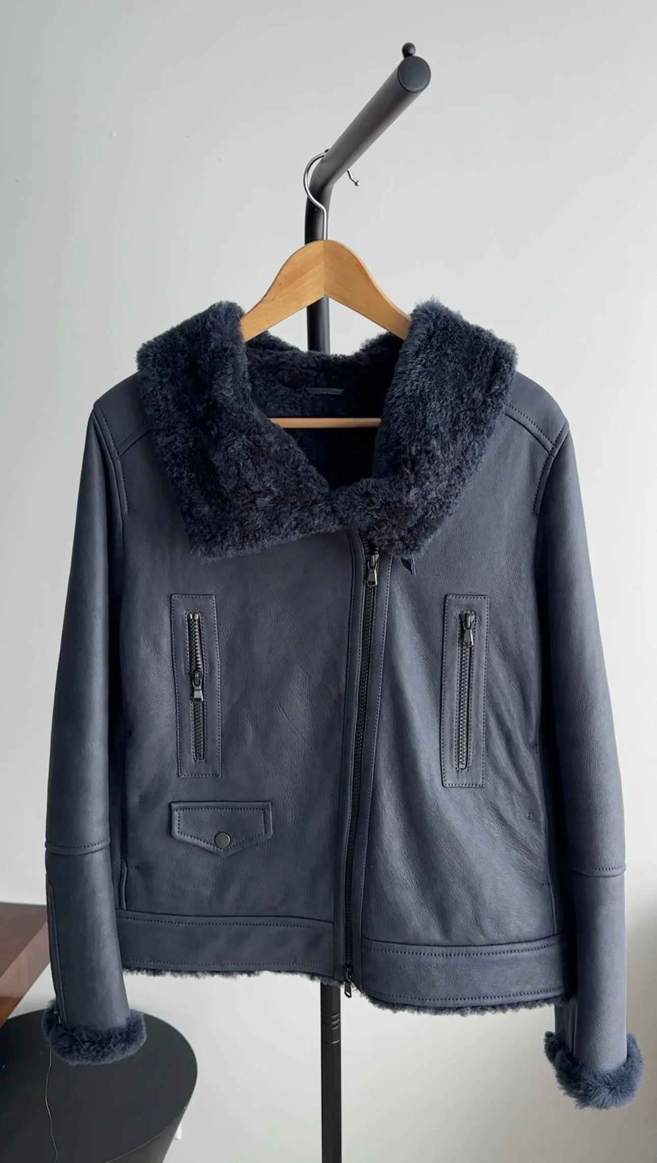 Brunello Cucinelli Midnight Navy Shearling Zip Jacket - IT40 / S (4/6)