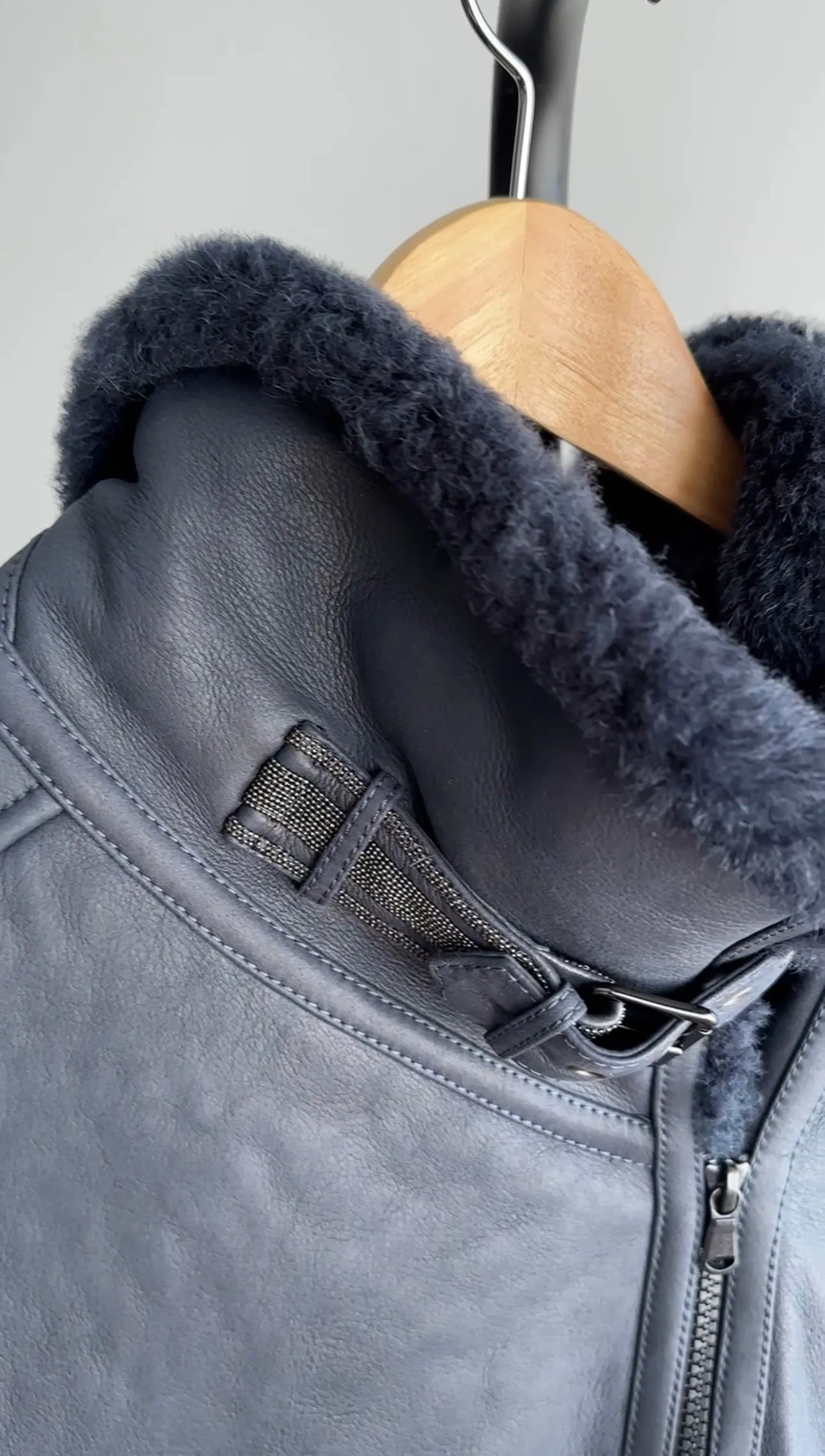 Brunello Cucinelli Midnight Navy Shearling Zip Jacket - IT40 / S (4/6)