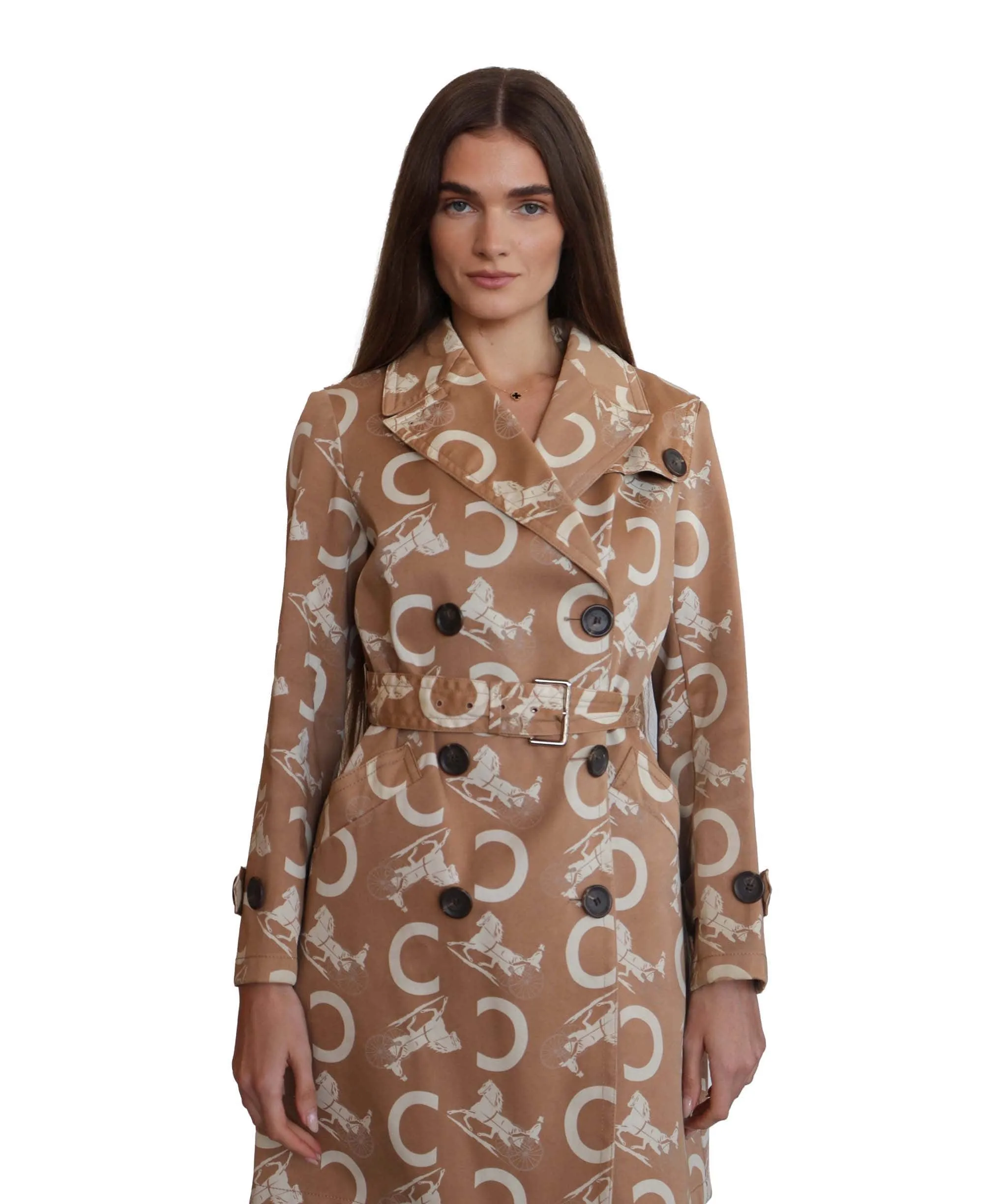 Celine Logo Trench Coat Horse Brown DXBS2015