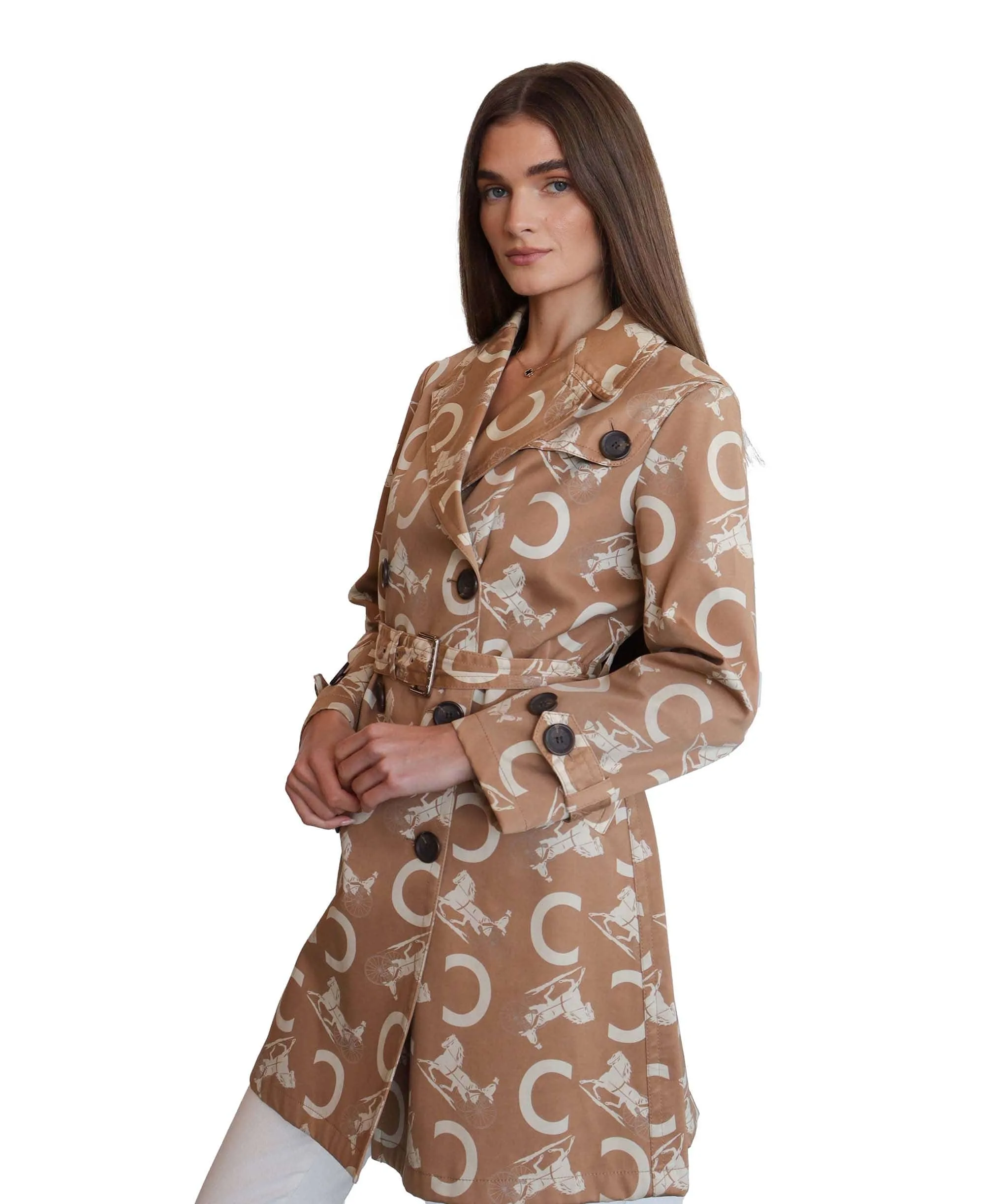 Celine Logo Trench Coat Horse Brown DXBS2015