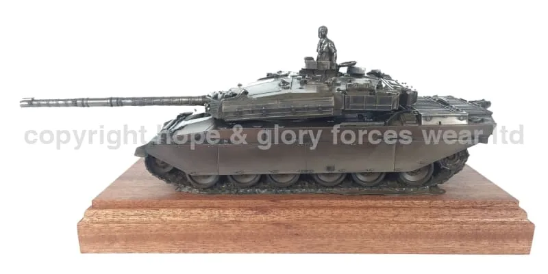 Challenger 1 Main Battle Tank Mahogany Mounted Cold Cast Bronze Statue