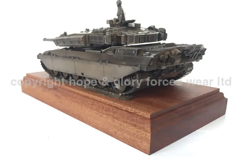 Challenger 1 Main Battle Tank Mahogany Mounted Cold Cast Bronze Statue