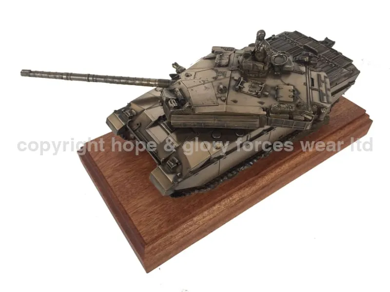 Challenger 1 Main Battle Tank Mahogany Mounted Cold Cast Bronze Statue