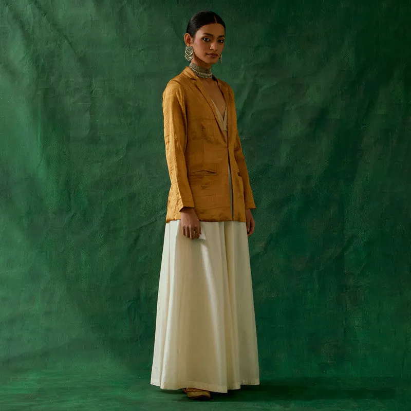 Chanderi Palazzo Set For Women | Top, Palazzo & Jacket | Off White
